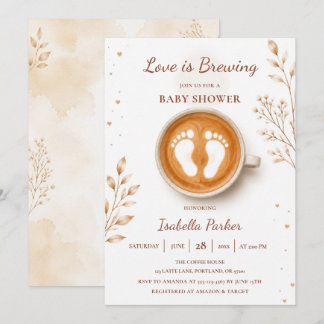 Love Is Brewing Baby Feet Shower Invitation