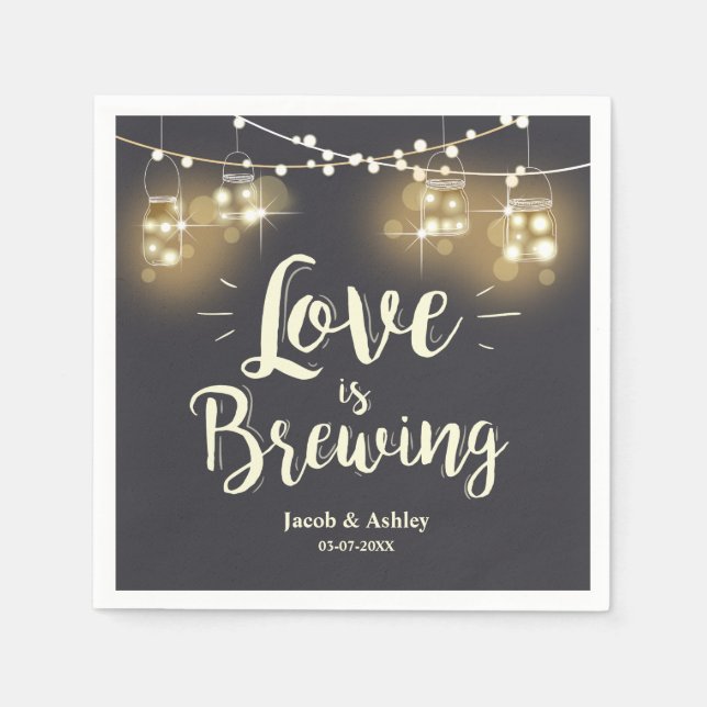 Love is brewing bbq rehearsal bridal shower Napkin (Front)