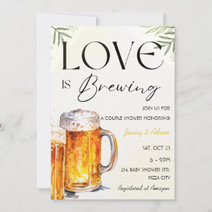 Love is Brewing Beer Bridal Couple Wedding Shower Invitation