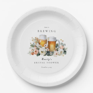 Love is Brewing Beer Bridal Shower Paper Plate