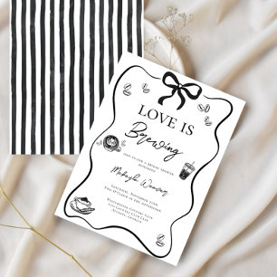Love is Brewing Black Bow elegant Bridal Shower Invitation