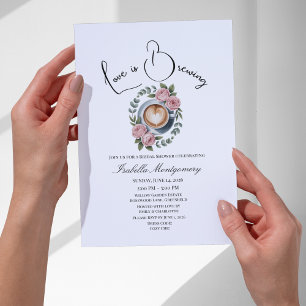 Love Is Brewing Blush & Eucalyptus Bridal Shower Invitation