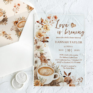 Love Is Brewing Boho Coffee Bridal Shower Acrylic Invitations
