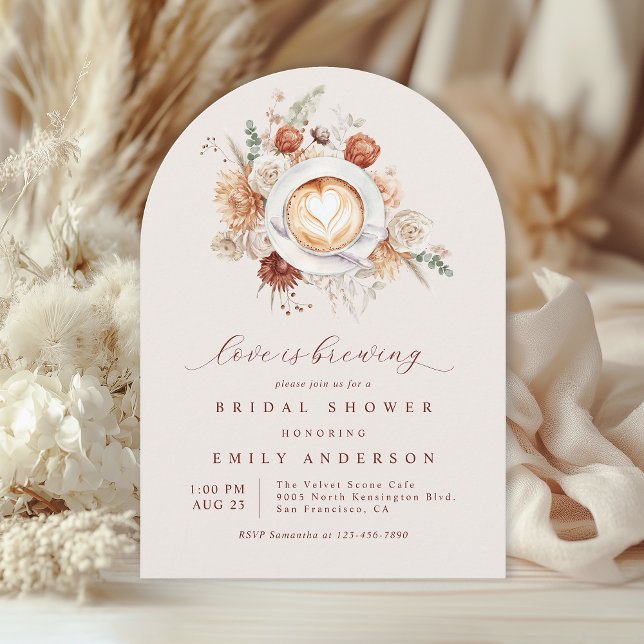 Love is Brewing Boho Rustic Floral Bridal Shower Invitation (Creator Uploaded)