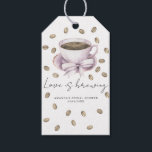 Love is brewing Bow Coffee Bridal shower Gift Tags<br><div class="desc">Watercolor coffee beans and elegant cup of coffee with bow. Love is brewing bridal shower. Coffee themed bridal shower.</div>