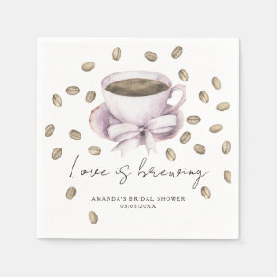 Love is brewing Bow Coffee Bridal shower Napkin