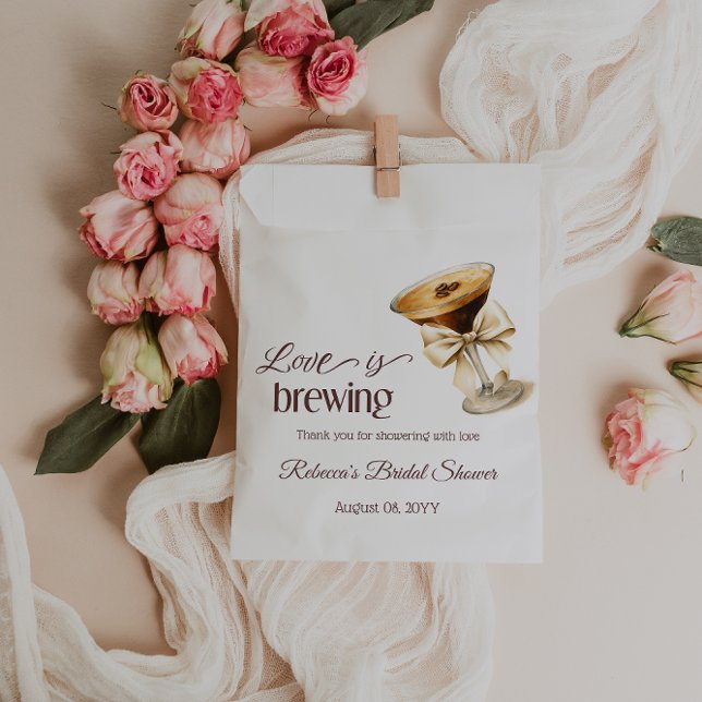 Love is Brewing Bow Espresso Martini Bridal Shower Favour Bags (Creator Uploaded)