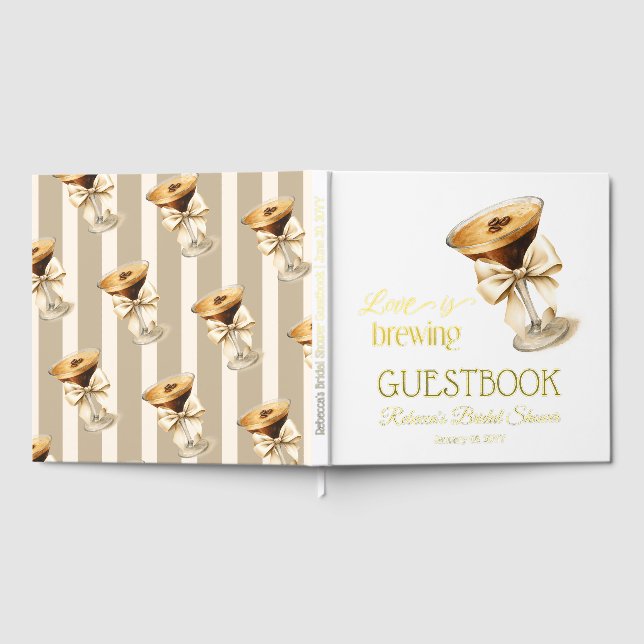 Love is Brewing Bow Espresso Martini Bridal Shower Guest Book (Full)