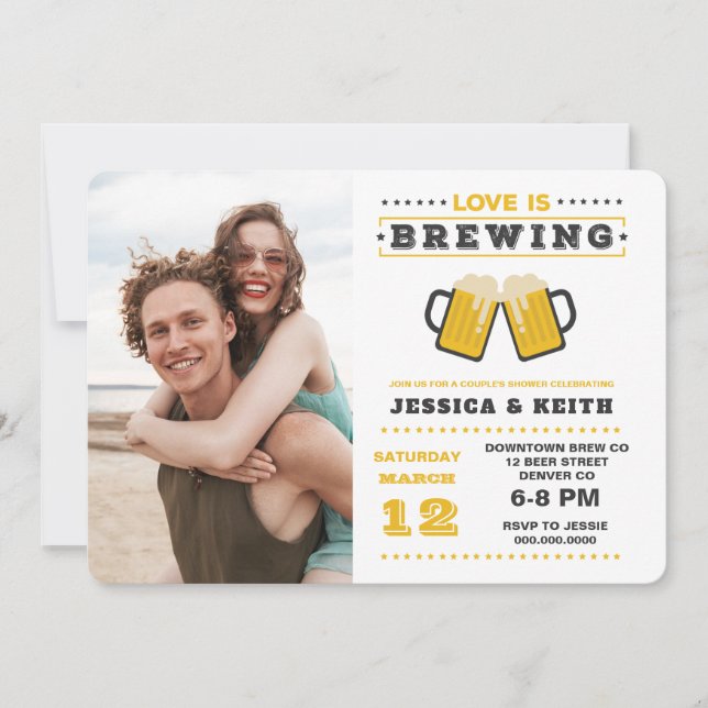 Love Is Brewing Brewery Couple's Wedding Shower Invitation (Front)