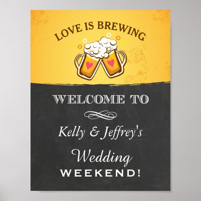 Love is Brewing Brewery Wedding Sign (Front)