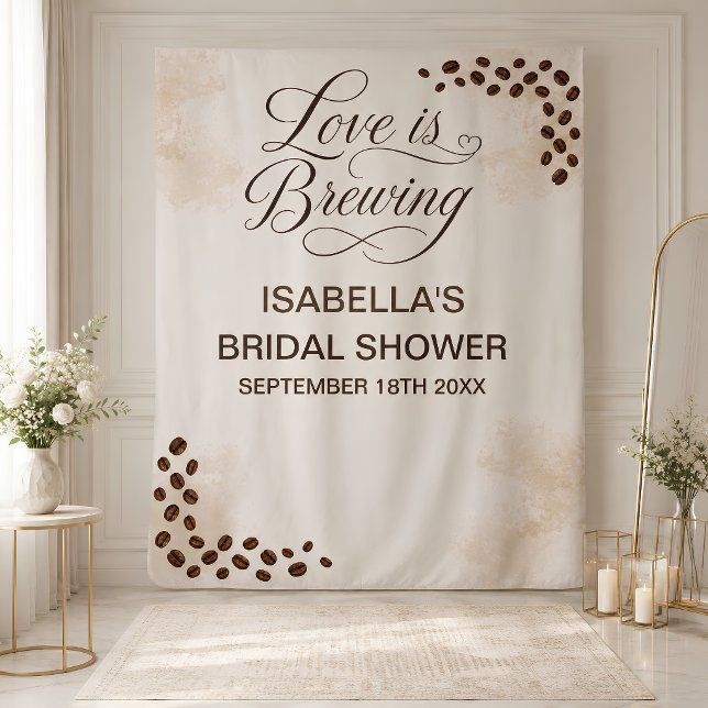 Love Is Brewing Bridal Shower Backdrop Tapestry (Love Is Brewing Bridal Shower Backdrop)