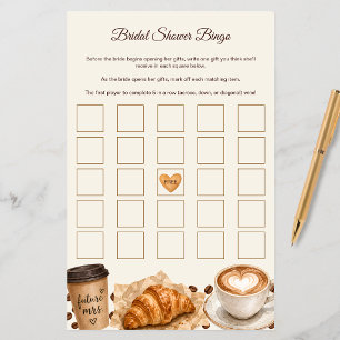 Love Is Brewing Bridal Shower Bingo Game Sheets