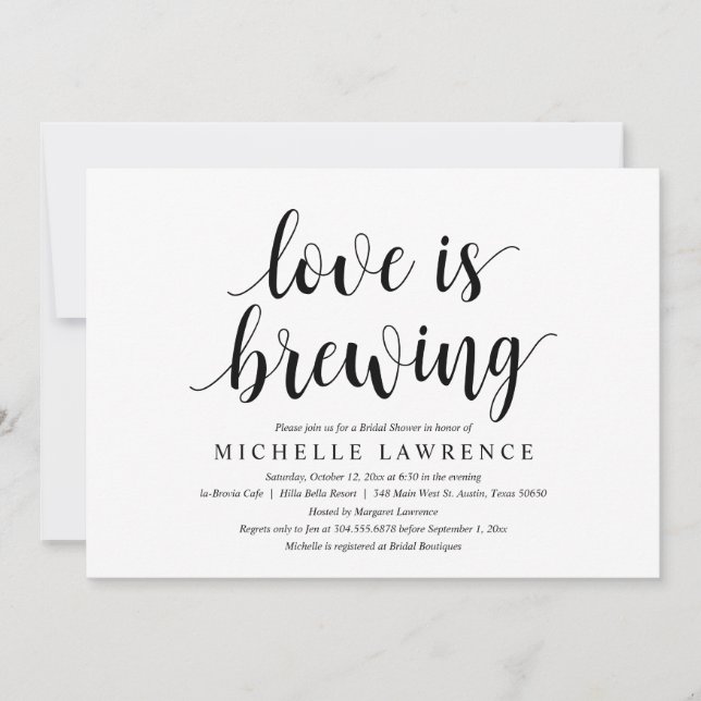 Love is Brewing, Bridal Shower Celebration Invitation (Front)