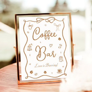 Love is Brewing Bridal Shower Coffee Bar Poster