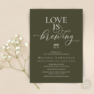 Love Is Brewing Bridal Shower   Elegant Script Invitation