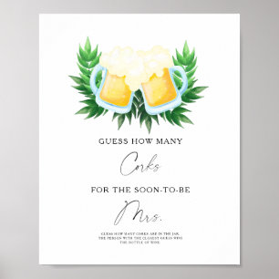 Love is brewing Bridal shower How Many Corks  Poster