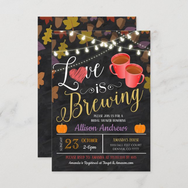 Love is Brewing Bridal Shower Invitation (Front/Back)