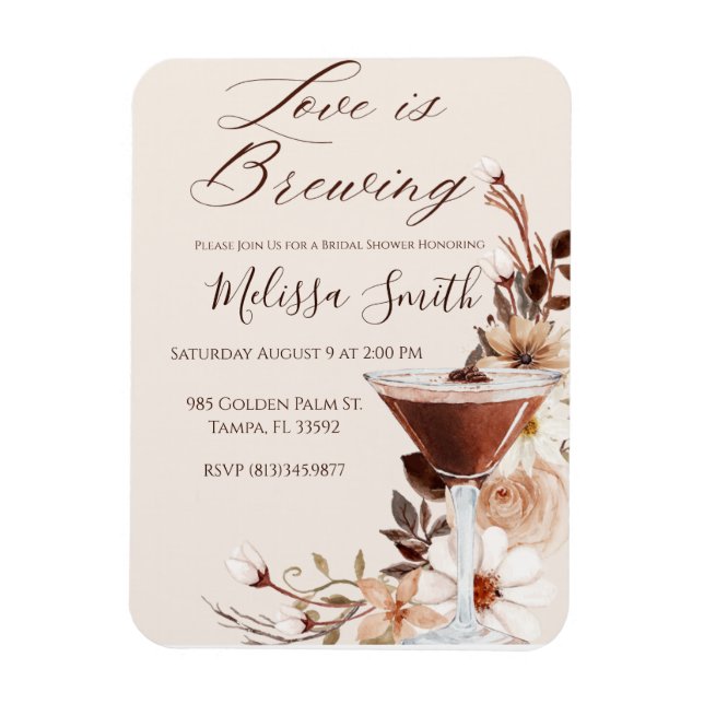 Love is Brewing Bridal Shower Invitation  Magnet (Vertical)