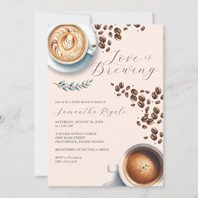 Love is Brewing Bridal Shower Invitations (Front)