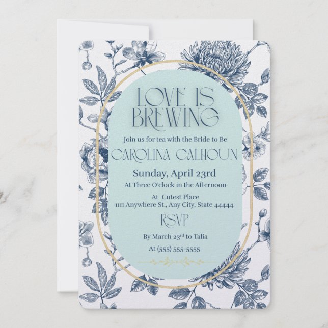 Love Is Brewing Bridal Shower Invitations (Front)