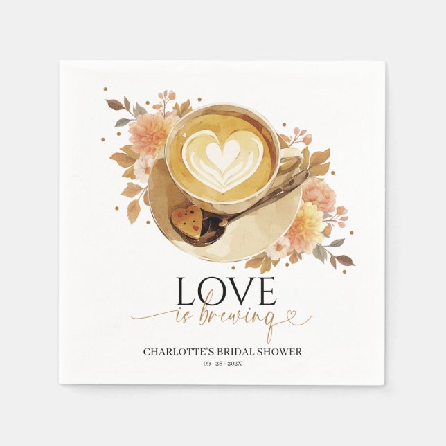 Love Is Brewing Bridal Shower Napkin (Front)
