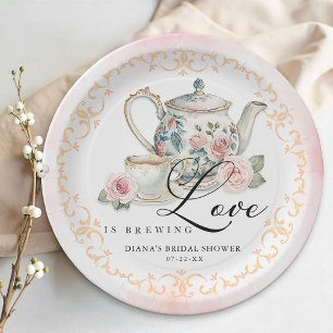 Love is Brewing Bridal Shower Paper Plate