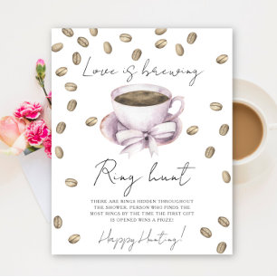 Love is brewing bridal shower Ring hunt game Poster