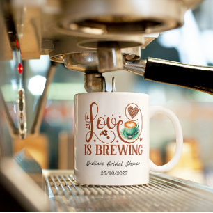 Love Is Brewing Bridal Shower Romantic Heart Mug