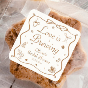 Love is Brewing Bridal Shower  Square Sticker