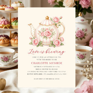 Love Is Brewing Bridal Shower Tea Party Invitation