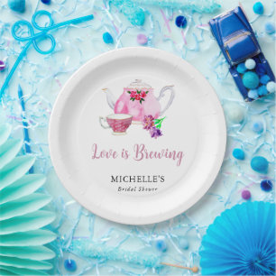 Love is Brewing Bridal Shower Tea Party Paper Plate