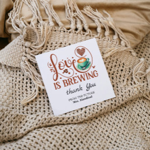 Love Is Brewing Bridal Shower Terracotta Coffee Thank You Card