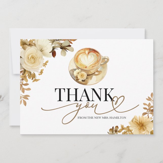 Love Is Brewing Bridal Shower Thank You Card (Front)