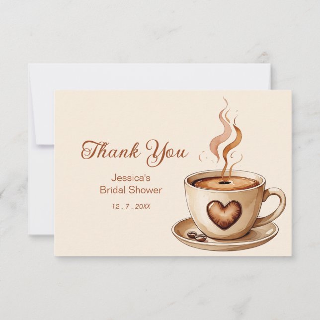 Love is Brewing Bridal Shower Thank You Card (Back)