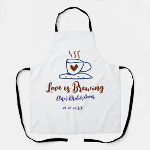 Love is Brewing brown blue bridal shower add name Apron
