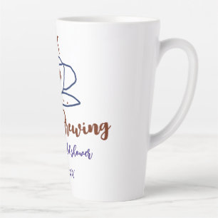 Love is Brewing brown blue bridal shower add name Latte Mug
