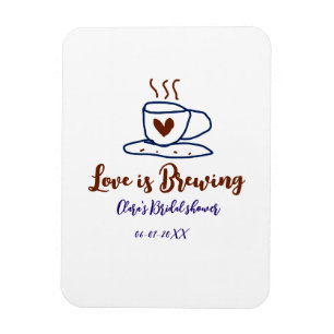 Love is Brewing brown blue bridal shower add name  Magnet