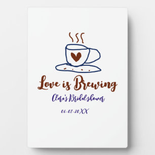Love is Brewing brown blue bridal shower add name Plaque