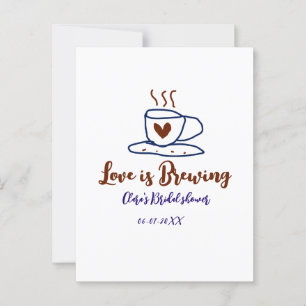 Love is Brewing brown blue bridal shower add name  Postcard
