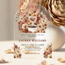 Love is Brewing Brown Floral Coffee Heart Bridal