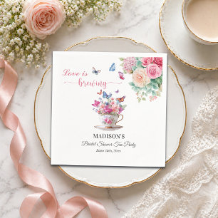 Love is Brewing Butterfly Bridal Shower Tea Party Napkin