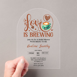 Love Is Brewing Cappuccino Heart Bridal Shower Acrylic Invitations