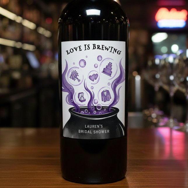 Love is Brewing Cauldron Halloween Baby Shower Wine Label (Love is Brewing Cauldron Halloween Baby Shower Wine Label
)