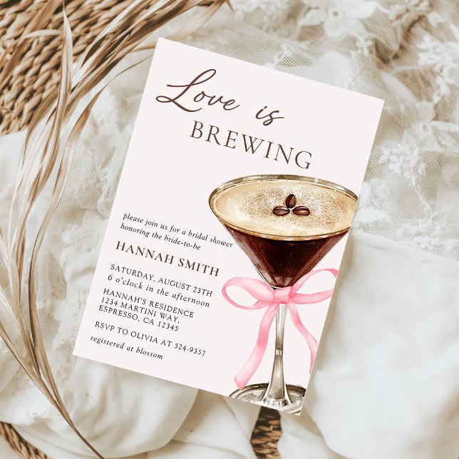 Love is Brewing Chic Martini Bridal Shower Invitation (Creator Uploaded)
