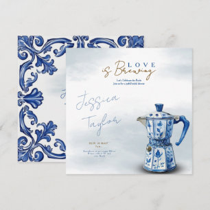 Love is Brewing Chinoiserie blue Bridal Shower Inv Invitation