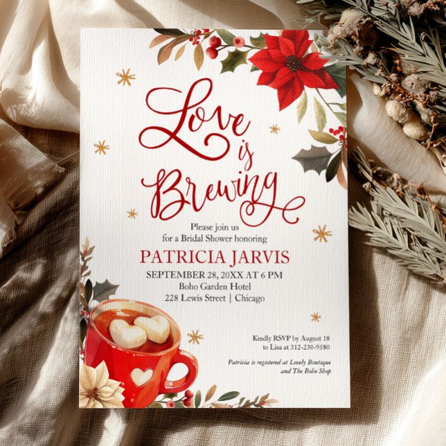 Love Is Brewing Christmas Bridal Shower  Invitation (Creator Uploaded)