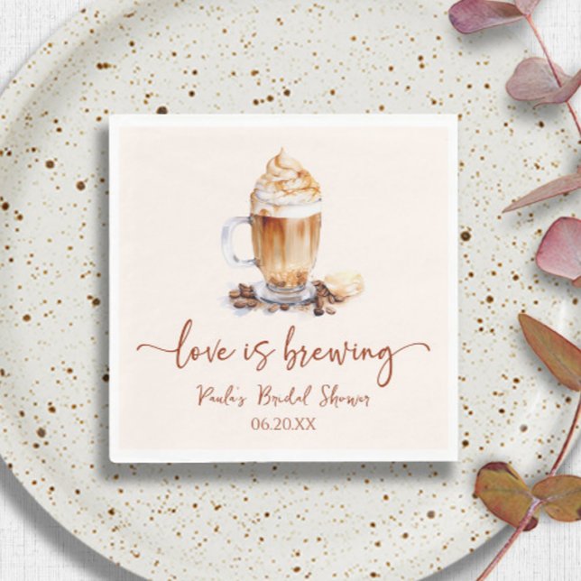 Love Is Brewing Coffee Beans Bridal Shower Napkin (Creator Uploaded)
