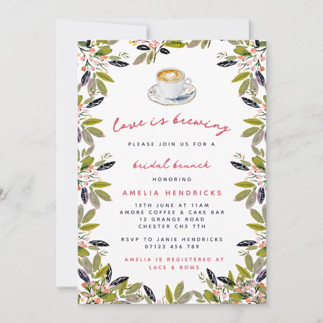 Love is Brewing Coffee Bridal Brunch Invitation (Front)