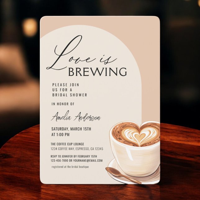 Love is Brewing Coffee Bridal Shower Cafe Invitation (Creator Uploaded)
