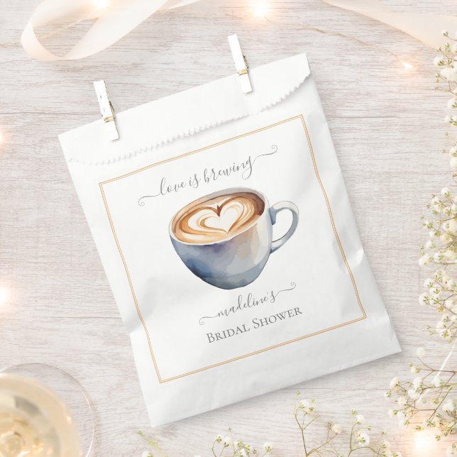 Love is Brewing Coffee Bridal Shower Favour Bags (Clipped)